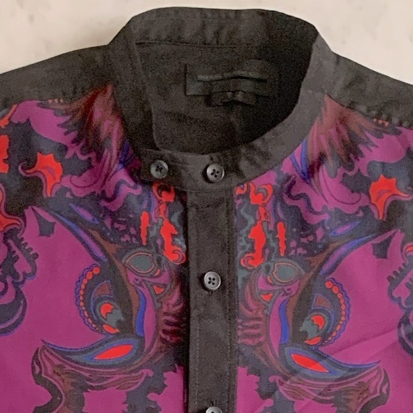 Diesel Black Gold blouse|tunic in rich purple floral with black sleeves size 36 - Picture 3 of 9